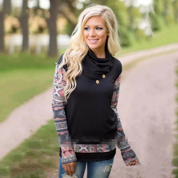 Colorblock Buttoned Cowl Neck Tunic! NEW! - Picture 3 of 6